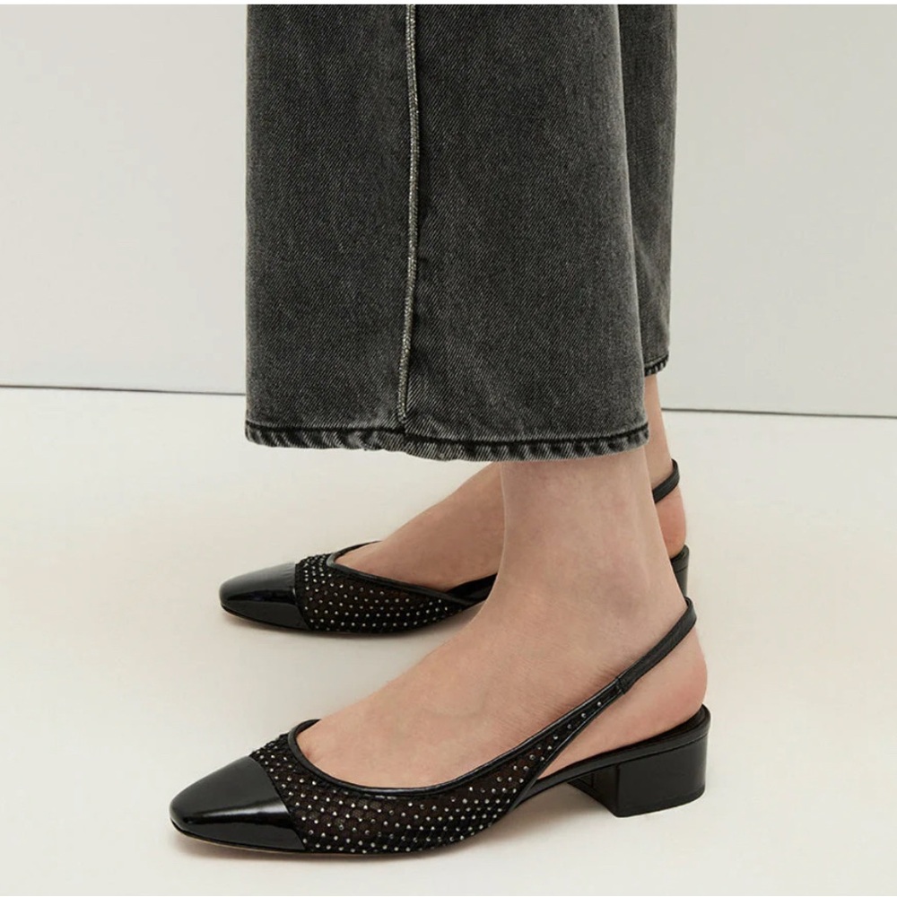 NEW Veronica Beard Rhinestone Mesh Cap-toe Cecile Slingbacks 8.5